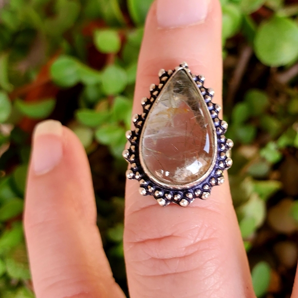 New Golden Rutilated Quartz 925 Silver Ring. - Picture 5 of 12